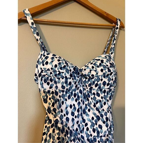 Nip Tuck Swim Size 8 Shapewear One Piece Swimsuit Blue Watercolor Dot Print - Picture 7 of 13